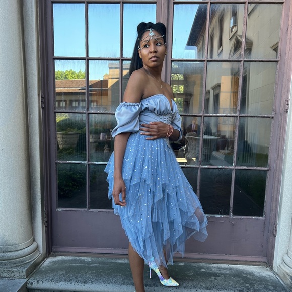 Dusty Blue Corset Top - Picture 2 of 11